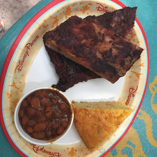 flame-tree-barbecue-bbq-1-2-slab-st-louis-ribs-baked-beans-jalapeno-cornbread
